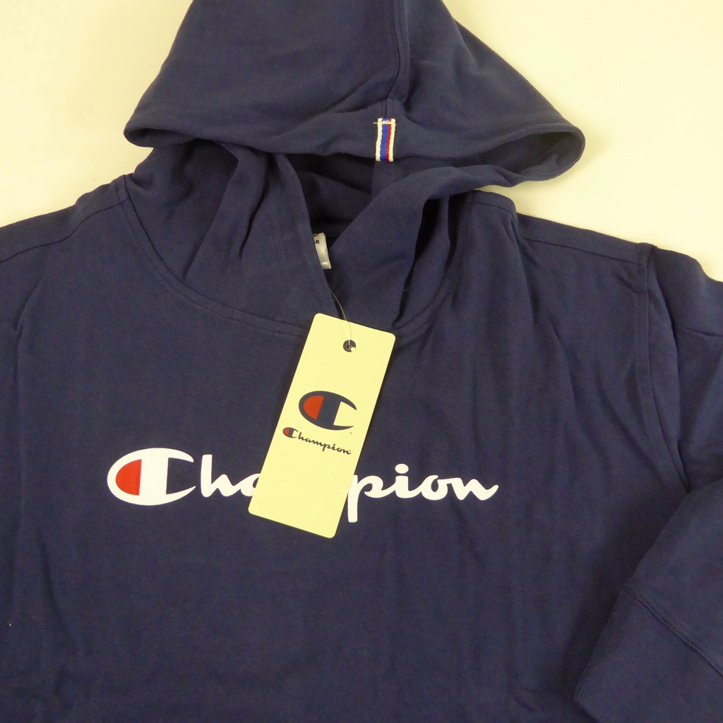Champion Lightweight Jersey Pullover Hoodie W Logo & Kangaroo Pocket Nwt